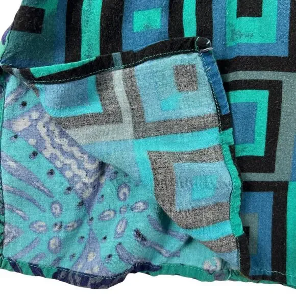 Vintage Plus Size 2 Piece Set 22W 24W Teal Patchwork Rayon Pants Shirt Outfit - Picture 16 of 16